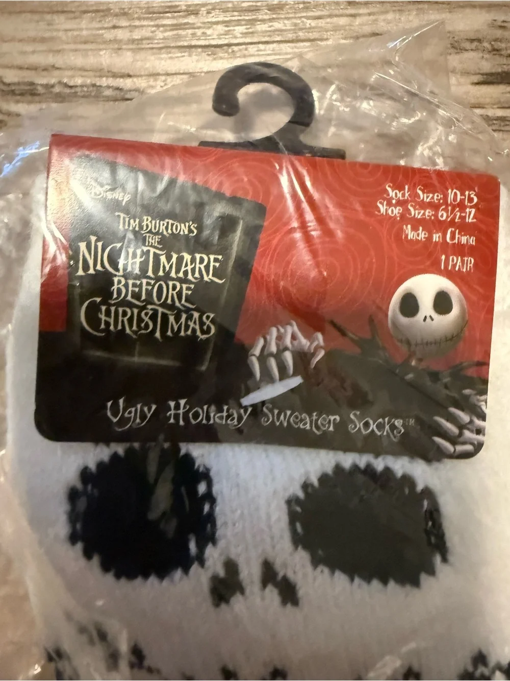 Disney The Nightmare Before Christmas Jack Skellington Black & White Crew Socks